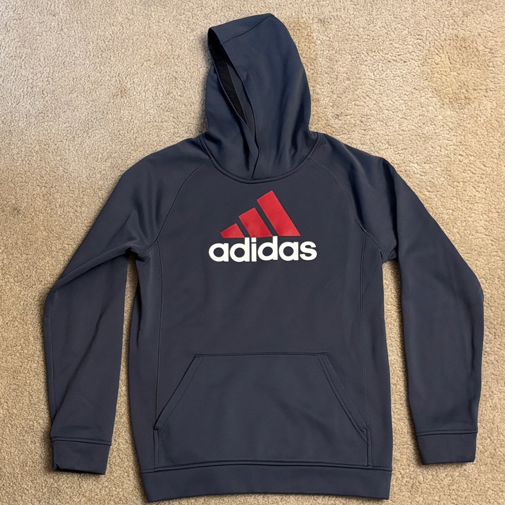 Adidas Dark Blue Hoodie with Red and White Logo